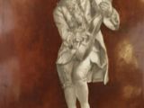 a picture of a statue of a man holding a sword