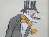 painting of a man in a top hat and coat smoking a cigarette