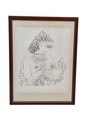 un dessin représentant une femme tenant un chat dans ses bras