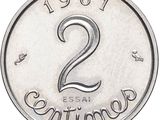 an image of a two cent coin with the number two on it