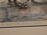 a picture of a painting of a boat in the water