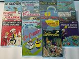 a lot of comic books that are on the table