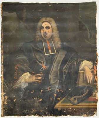 an old painting of a man in a black robe with a cigarette in his mouth