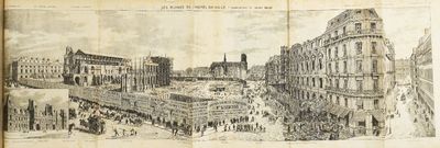 un vieux livre sur lequel figure le dessin d'une ville