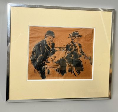 Raymond RENEFER (1879-1957), Couple assis sur un banc