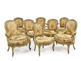 lot de six fauteuils rembourrés de style Louis XV