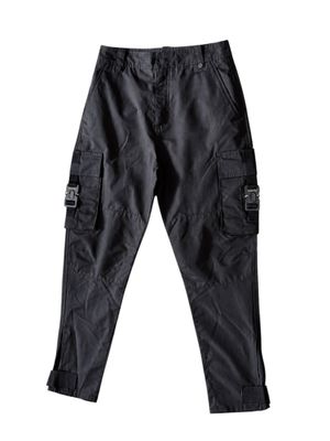 black cargo pants on a white background with a white background