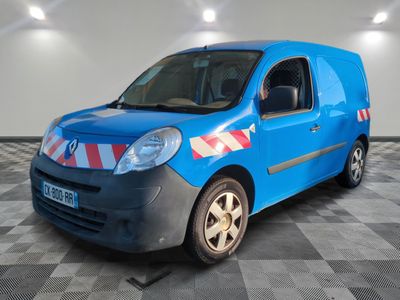 a blue van with a red and white stripe on the side