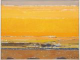 une image représentant un tableau où l'on voit un ciel orange et jaune