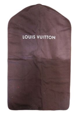 housse à vêtements Louis Vuitton marron avec un lettrage blanc