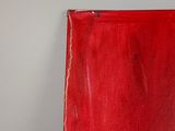 a red curtain hanging on the wall next to a toilet