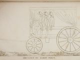 drawing of a horse drawn carriage with a man and a woman in it