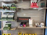 a display of various products on the shelves in a store