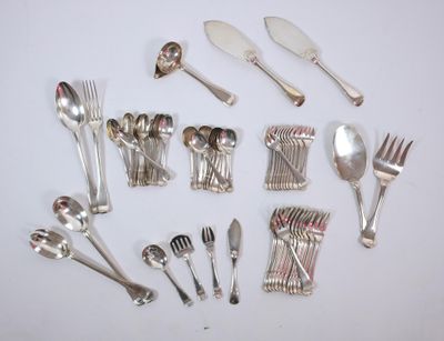 a lot of silver spoons and forks on the table