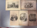 several old books with pictures of people on them on a table