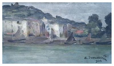 ECOLE FRANCAISE, XXème SIECLE Voiliers au port, 1936