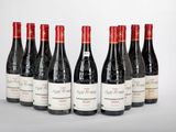 six bouteilles de vin rouge alignées