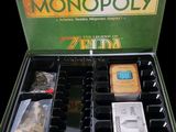 a monopoly board game in a box on a table