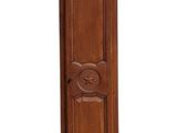 a tall wooden grandfather clock on a white background