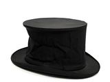 black top hat on a white background with a white background