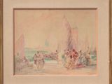 an image of a painting of a group of people on a beach