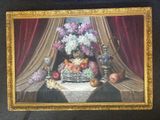 une photo d'un tableau représentant une nature morte avec des fruits et des fleurs