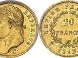 une pièce d'or sur laquelle figurent le visage d'une femme et des branches de laurier