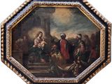 an image of a painting of a group of people on a stage