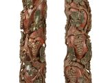 paire de bougeoirs chinois en bois sculpté, XIXe siècle