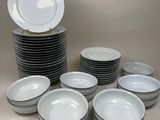 a lot of plates stacked on top of each other