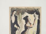 drawing of a man and a woman in formal attire standing next to each other