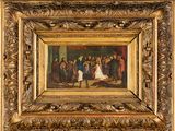 une image représentant un tableau illustrant une scène de mariage, dans un cadre doré