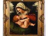 a painting of a woman holding a baby in her lap