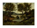 an image of a painting of a river with trees in the foreground