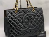 chanel black quilted leather tote bag