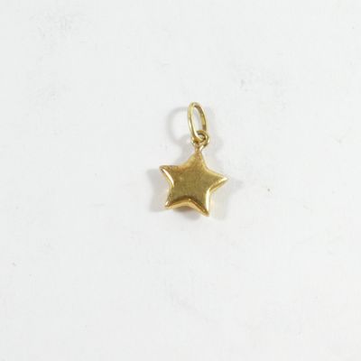 un petit pendentif en forme d'étoile dorée sur fond blanc