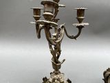 pair of antique brass candelabs with angels and cherenshes