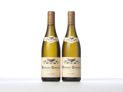 deux bouteilles de vin posées sur une table blanche