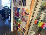 a glass display case in the corner of a room
