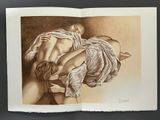 an image of a drawing of a woman and a man in a bathrobe