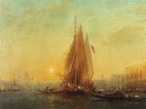 an image of a painting of a sailboat in a body of water