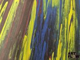 an image of a colorful painting on a wall with the words art flow written on it