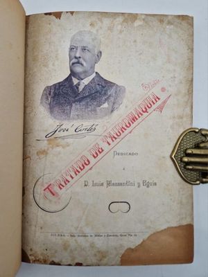 an old book with a picture of a man in a suit and tie