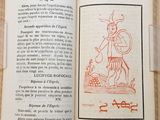 an open book with a drawing of a man on it