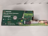 the box is open to show the contents of a chainsaw