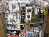 a cart full of cell phones sitting on top of a table