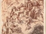 une image représentant un dessin d'un pont enjambant une rivière