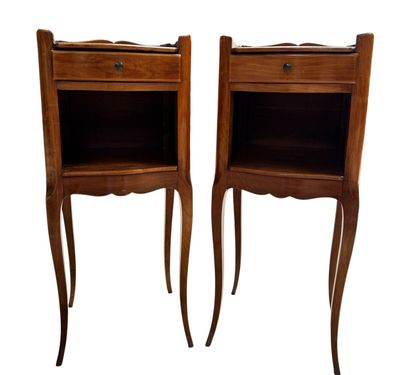pair of french style bedside tables with glass doors