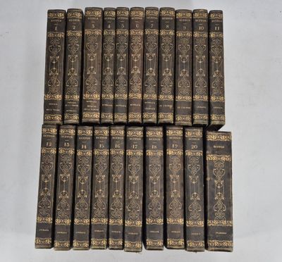 a set of twelve books with gold trimmings on them