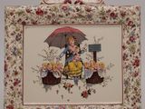 a picture of a picture of a woman with an umbrella